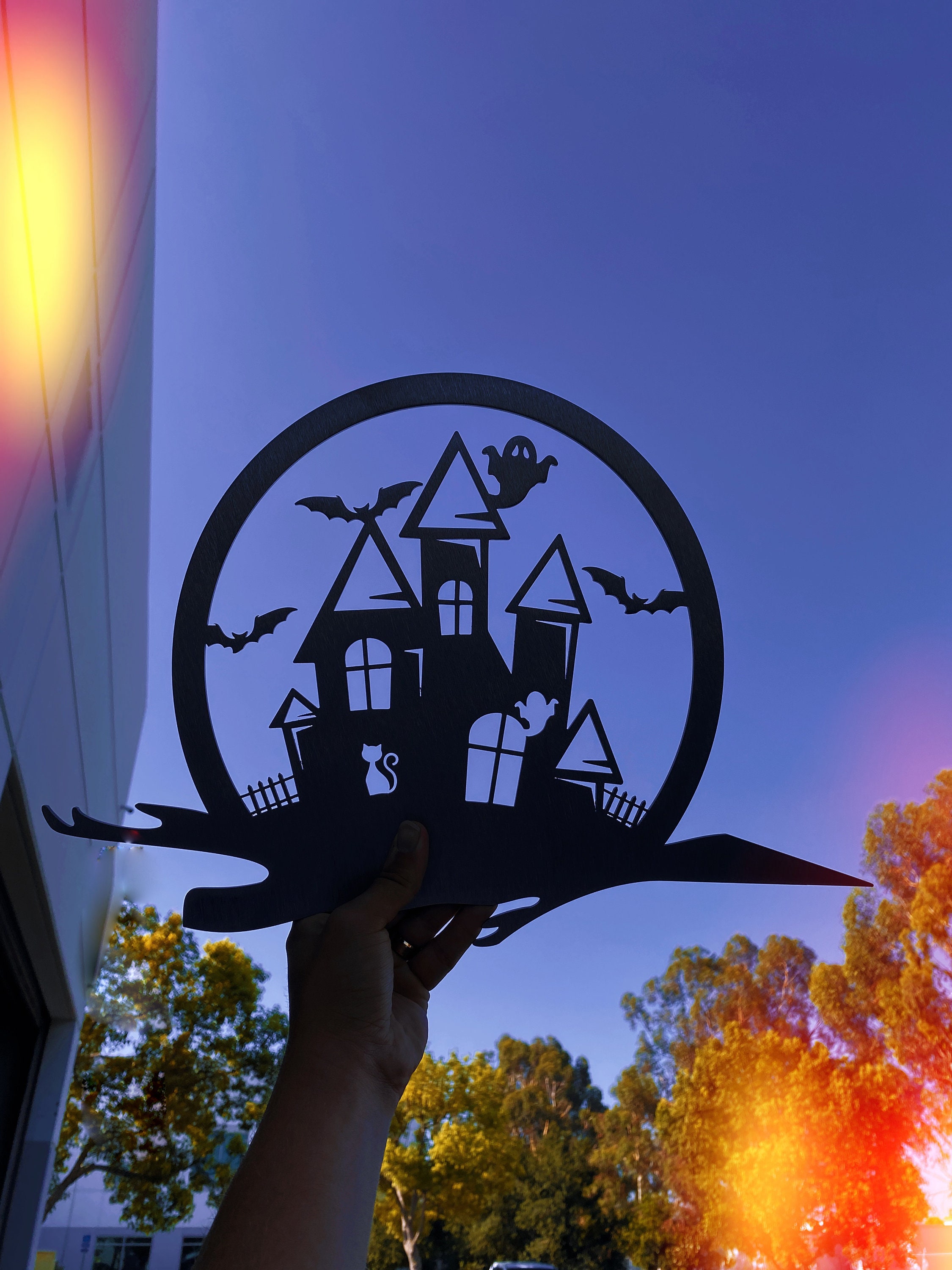 Metal Halloween Mansion Art Halloween Gift Spooky Art Etsy