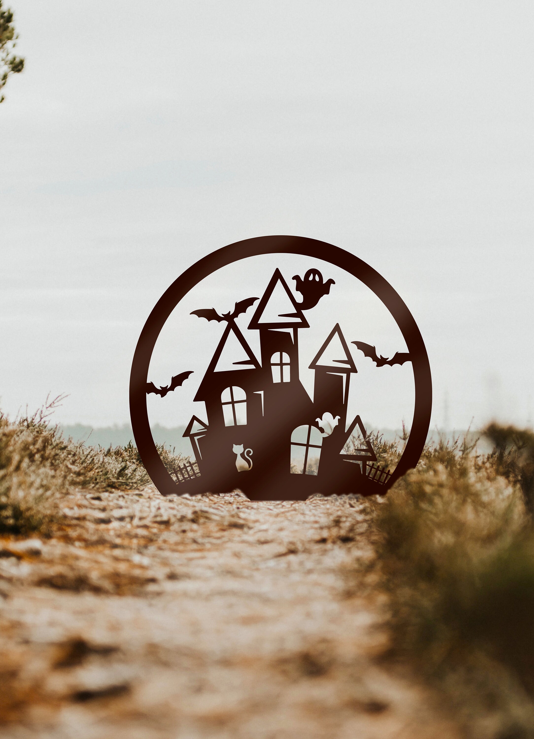 Metal Halloween Mansion Art Halloween Gift Spooky Art Etsy