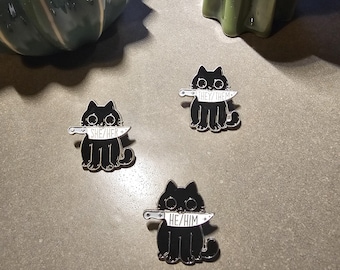She Her Cat Pin | He Him Cat Pin | They Them Cat Pin | Caring Pins | Love Pins | LGBTQ+ pins | Friendship Pins | Pronoun Pin