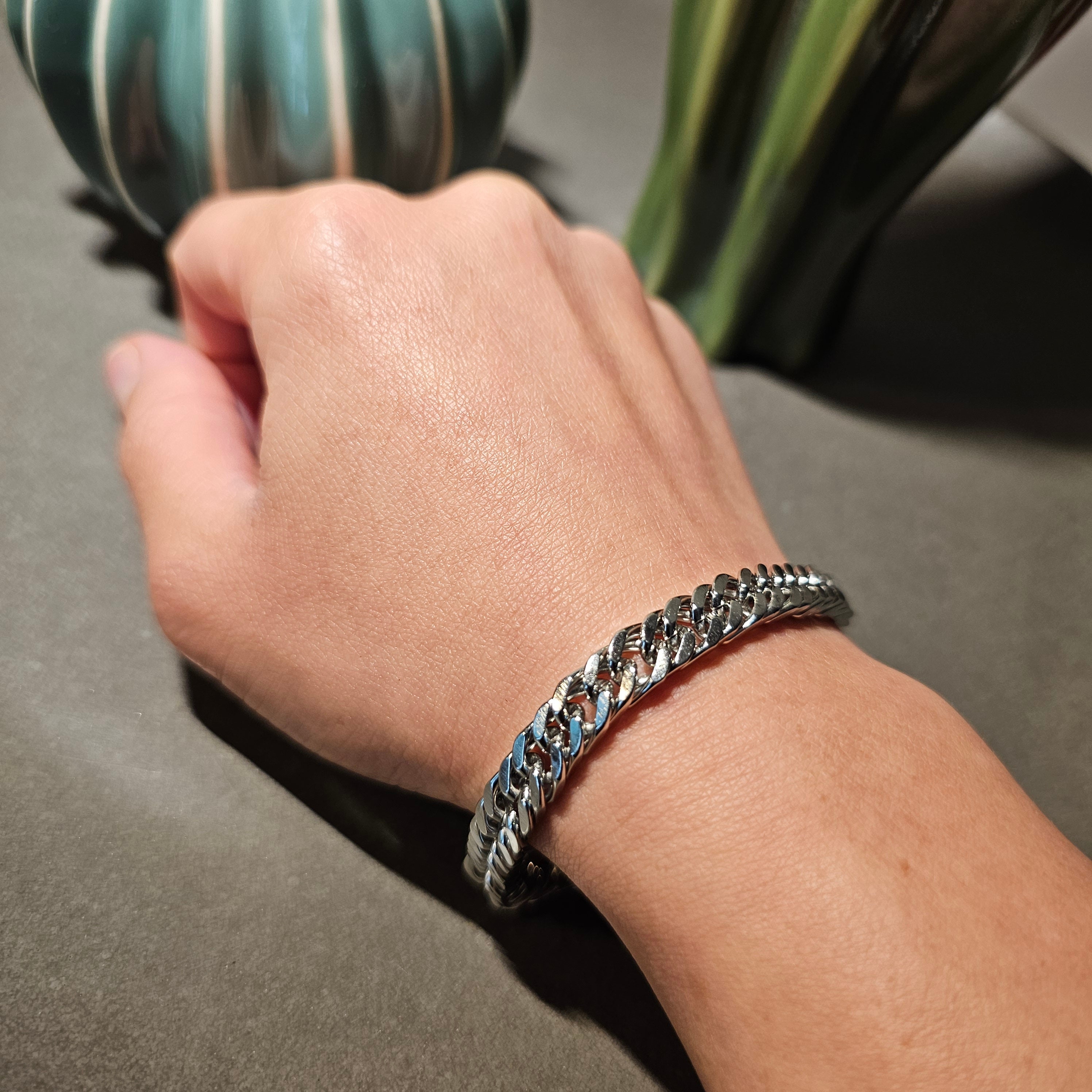 ユニセックスステンレススチールチェーンブレスレット（18cm-22cm 