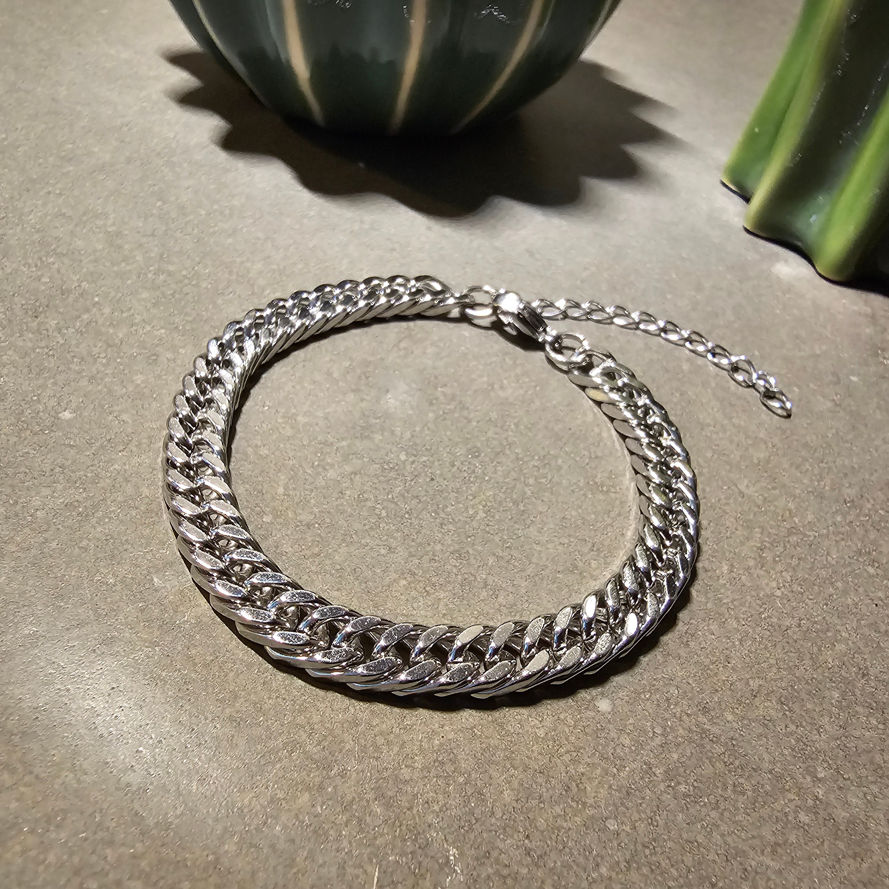 ユニセックスステンレススチールチェーンブレスレット（18cm-22cm 