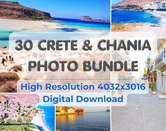 30 Crete & Chania Photo Bundle | High Resolution 4032x3024 | Digital Download | Travel Stock Photography | Balos, Elafonisi | Commercial Use