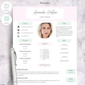 Colorful Resume Template for Word, Pages | Creative CV, Resume Template | Modern CV for woman & girl