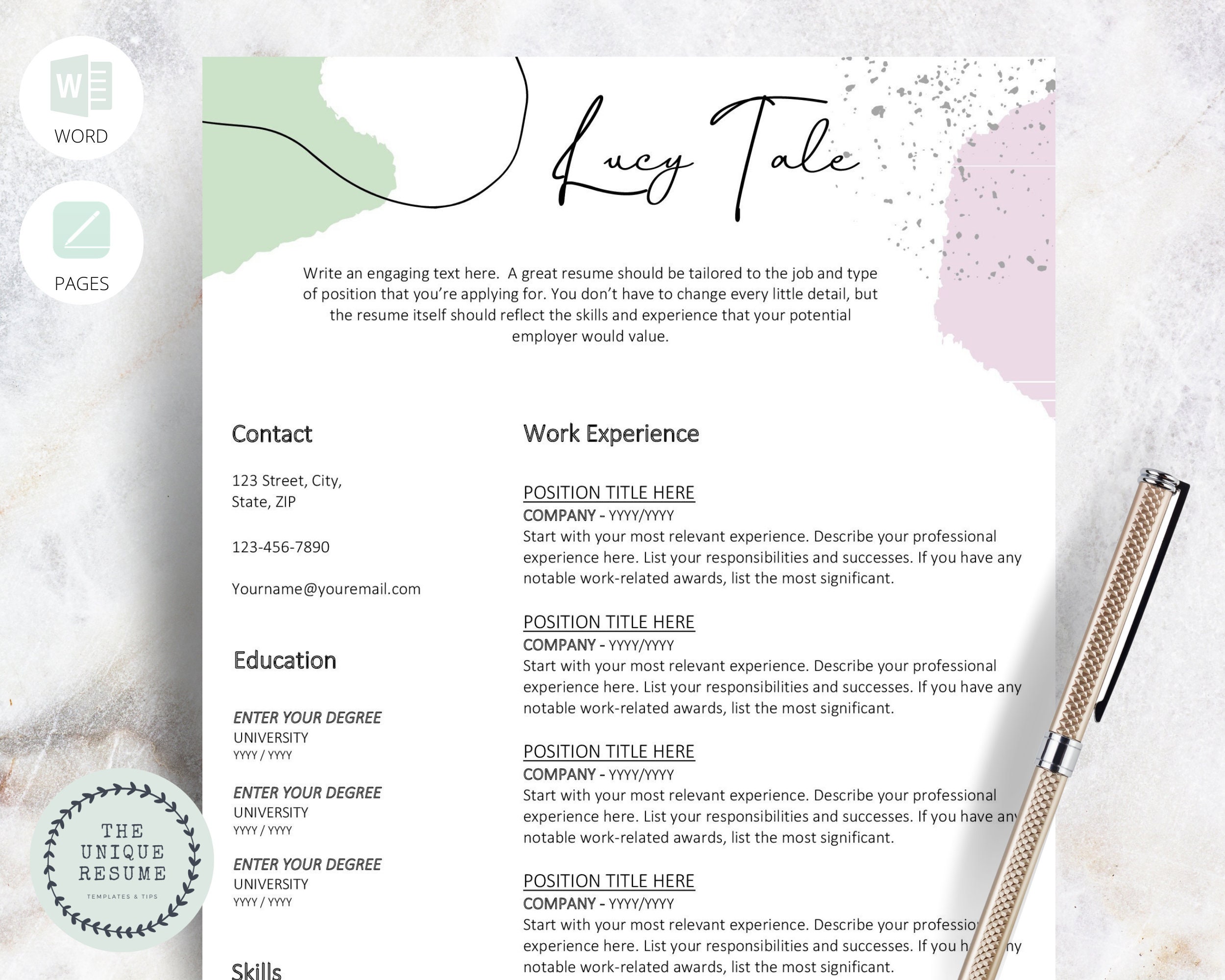 Colorful CV Resume Template CV Template Modern | Etsy Australia