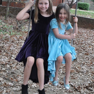 Velvet Olivia Dress with full high-low skirt