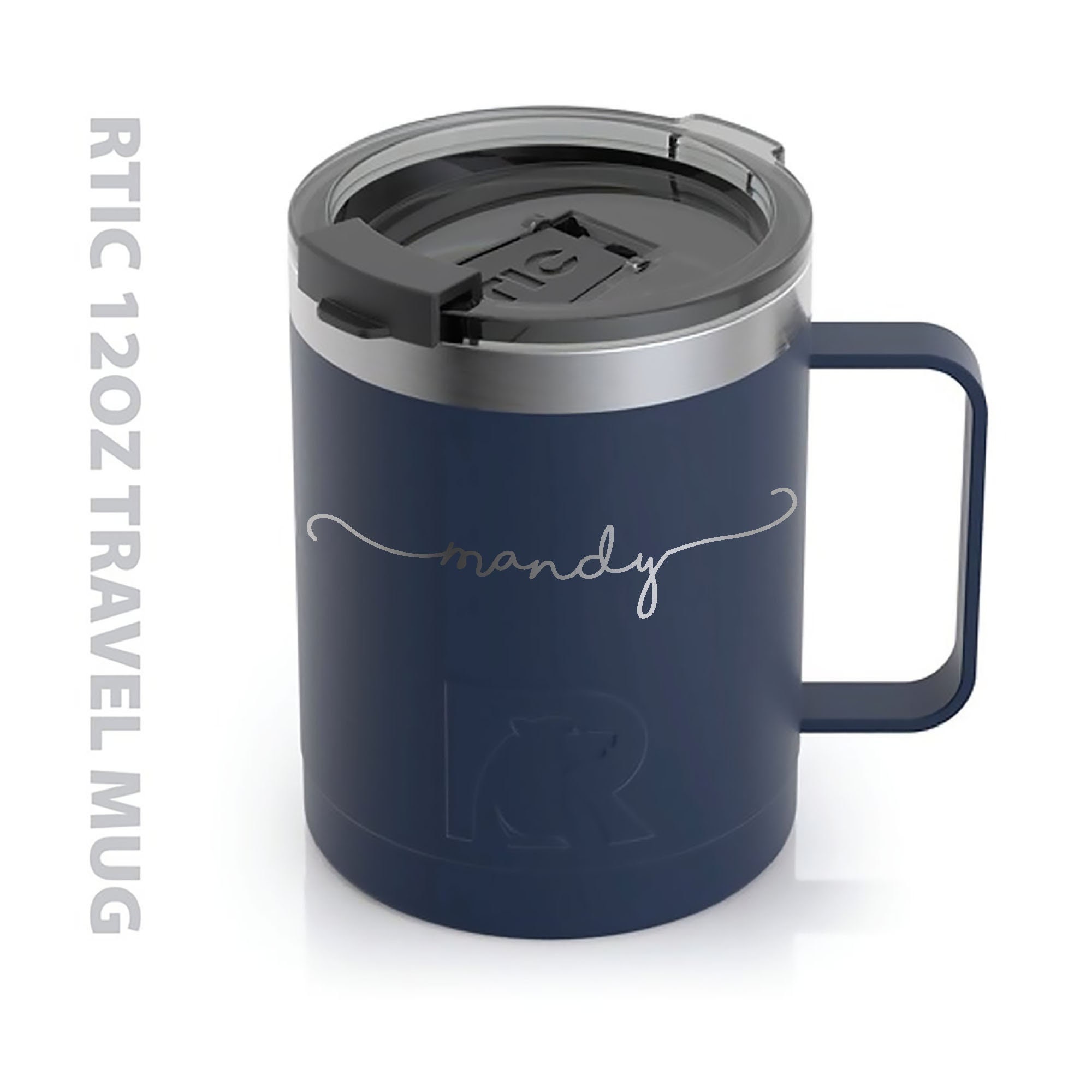 RTIC Custom Laser Engraved 12oz Travel Coffee Mug - Navy - Drinkware