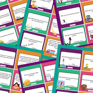 36 Printable Riddle Cards for Kids questions and Answers - Etsy