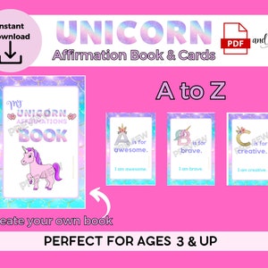 Cartes d'affirmation, Cartes d'affirmation sur le thème de la licorne, Livre d'affirmations, Estime de soi, Renforcer la confiance en soi, Prendre soin de soi, Amour de soi, Filles