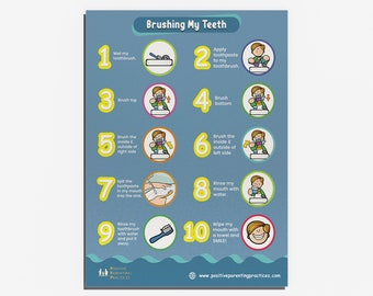 Brushing My Teeth Steps Boy Chart | Learning to Brush Your Teeth