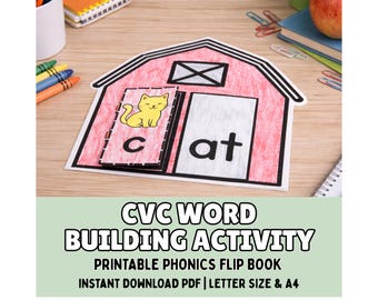 CVC Words Activity for Kindergarten | Phonics Word Building | Learn to Read 3 Letter Words | Literacy Center | Hands On Reading