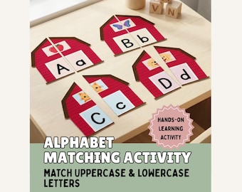 Alphabet Letter Matching Activity | Uppercase Lowercase Matching | Preschool Busy Book | ABC Learning Activity | Letter Recognition