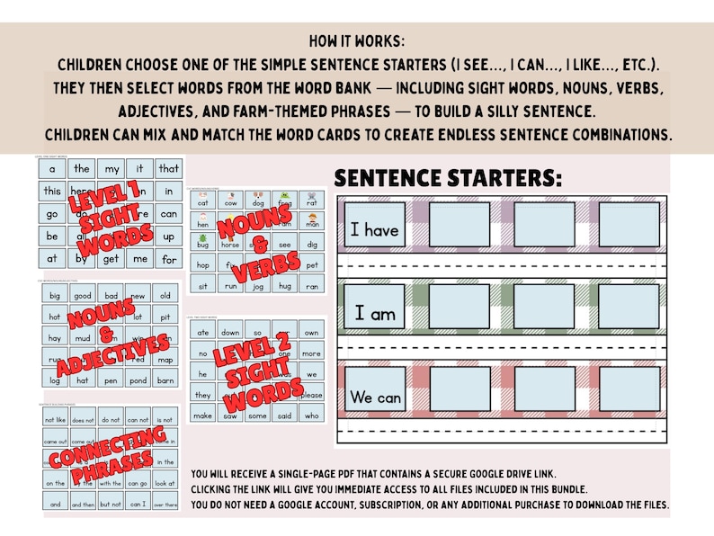 Sentence Builder Busy Book Printable – Sight Word and CVC Reading ...