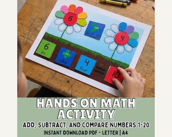 Livre de maths préscolaire occupé à imprimer – Activité de comptage, d'addition et de soustraction | Entraînement aux nombres à la maternelle