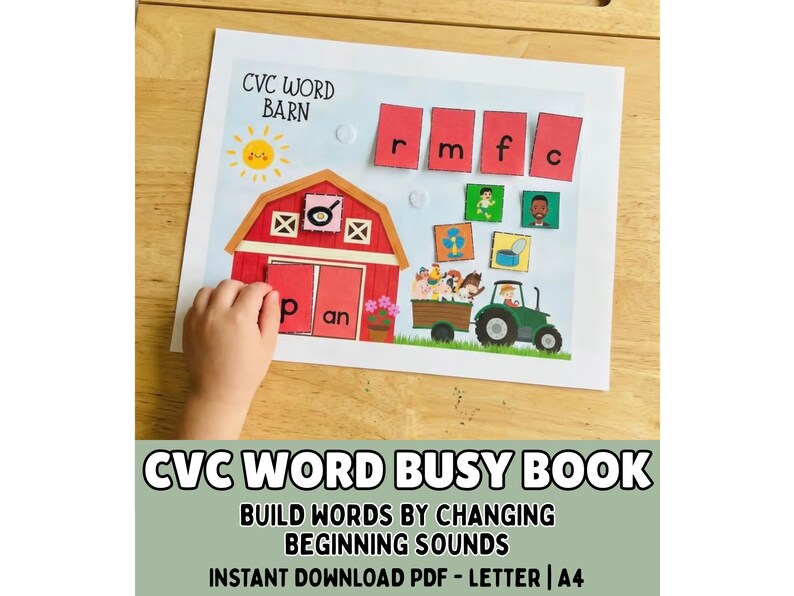 Busy Book CVC Words Printable – Interactive Phonics Word Building ...