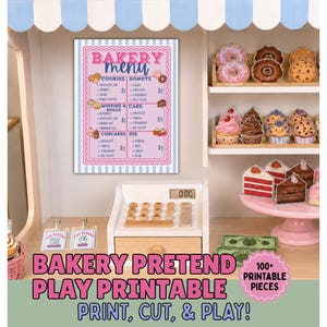 Bakery Dramatic Play Printable, Pretend Bakery Play Set, Kids Bakery Stand, Play Money, Menus, Badges, Preschool Role Play Kit