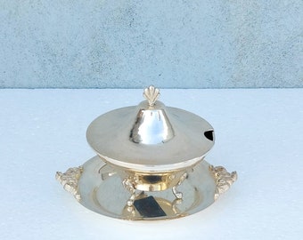 Antique Style Silver Plated Sugar Bowl with Tray - Yugoslavia 1960s