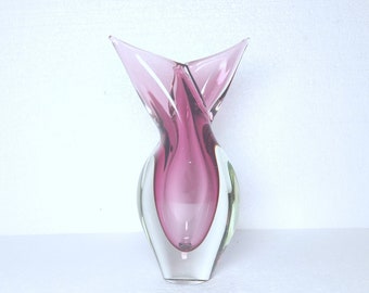 Murano Glass Vase by Luigi Onesto for Oball, Sommerso Fishtail Vase, Italy 60s