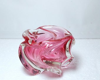 Josef Hospodka voor Chribska Crystal Pink Glass Asbak, Tsjecho-Slowakije 60s