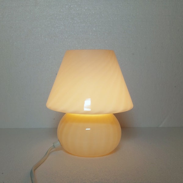 Murano Swirl Glass Mushroom Bedside Lamp, Italy 70s