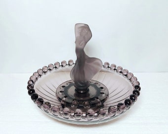 Cuenco de vidrio morado Art Déco: Cuenco flotante de Josef Inwald Dancing Lady