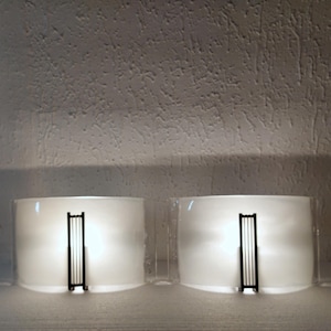 Set of 2 Large Wall Lamps from Effetre Murano Glass, Italy 80s