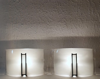 Set van 2 grote wandlampen van Effetre Murano-glas, Italië, jaren 80