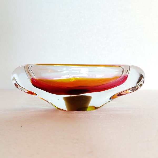 Bohemian Art Glass Ashtray by Josef Rozinek for Novy Bor Glassworks 60s