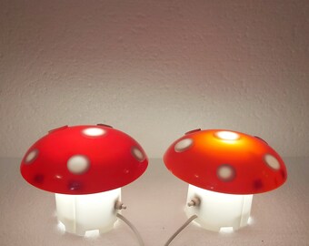 Zeer zeldzame set van 2 Meblo Mushroom-bedlampen - Joegoslavië, jaren 70