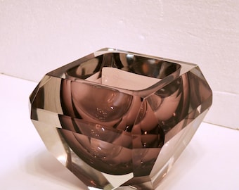 Vintage XXL Murano Sommerso Diamond Bowl, Attributed to Alessandro Mandruzzato, Italy 1970s