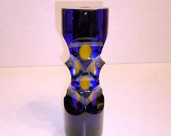 Milan Macháček signed for Princ Glass Czech Republic - Sculptural Optical Art Glass Vase