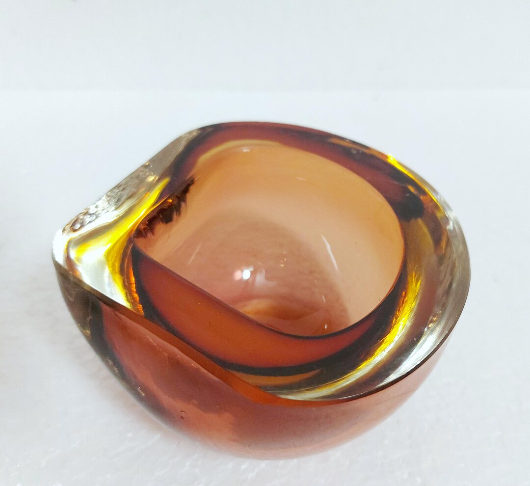 Murano Geode Bowl, Gino Cenedese Style, Red - Yellow Sommerso Glass ...
