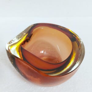 Murano Glass Geode Bowl, Alfredo Barbini style, Red - Yellow Sommerso Glass - Italy 60s
