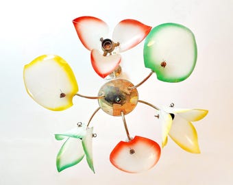 Vintage Kasinski Poznan Glass Chandelier from Poland 60s, with spare glass parts