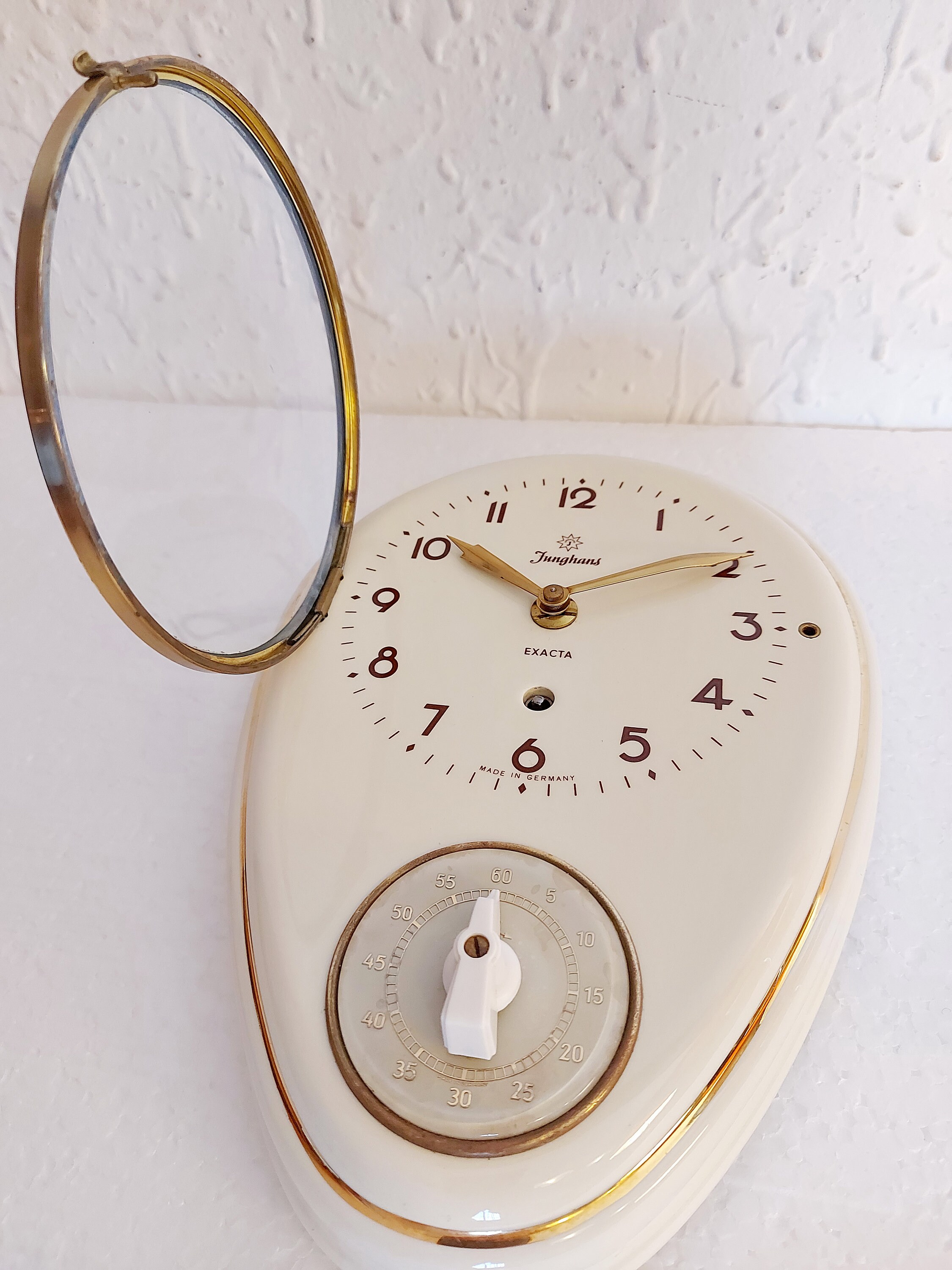 Junghans Exacta Porcelain Kitchen Wall Clock with EggTimer by Etsy
