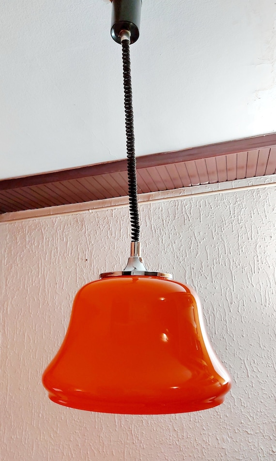 Opalglas Pendellampe 70er Jahre / Space Age Orangen Lampe - .de