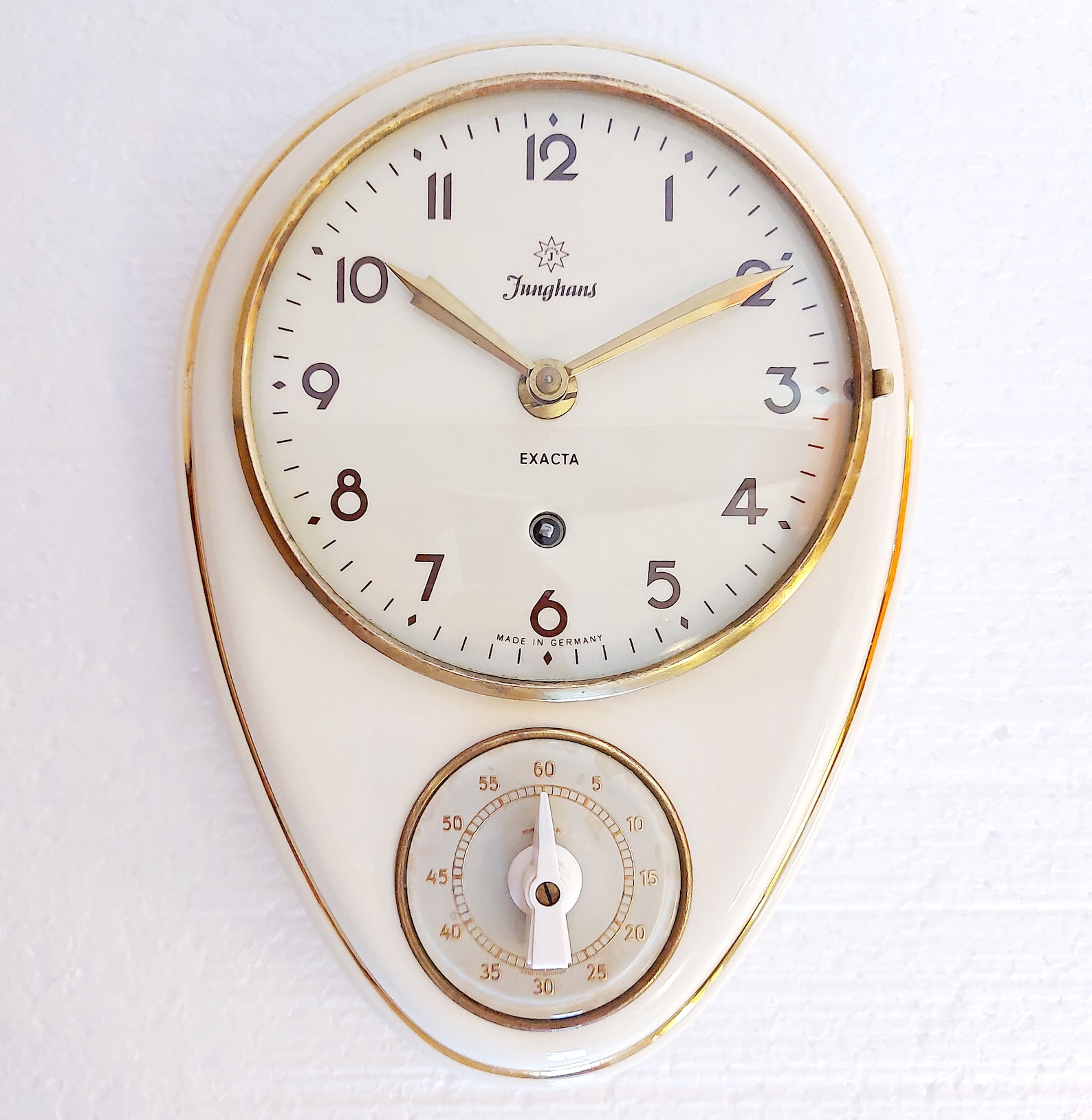 Junghans Exacta Porcelain Kitchen Wall Clock with EggTimer by Etsy