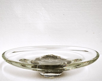 Peill & Putzler gesigneerde kunstglazen kom - middelpunt: organisch gecontroleerd bubbelontwerp - Duitsland, jaren 1970