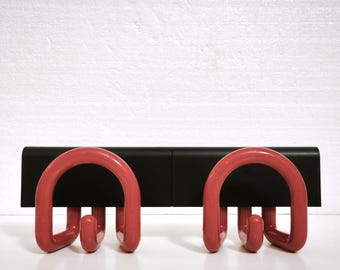 Vintage Italian Wall Hooks – Barbieri Marianelli Design, Red Black Plastic Rack