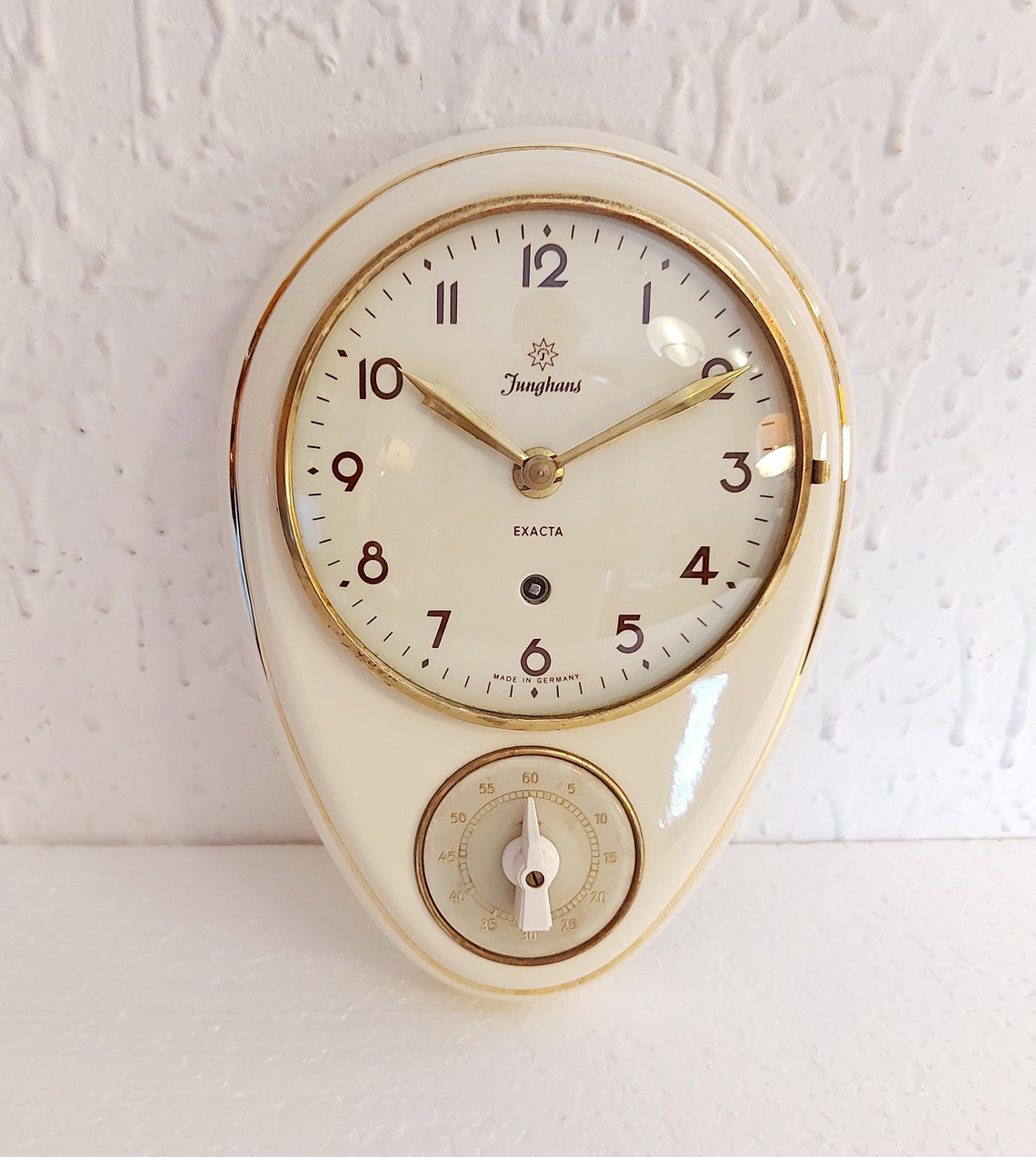 Junghans Exacta Porcelain Kitchen Wall Clock with EggTimer by Etsy
