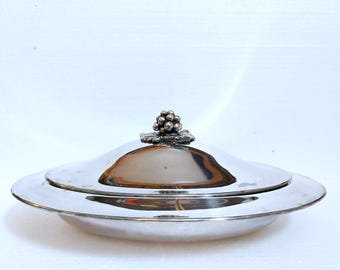 Vintage Cassetti Silver Plated Serving Dish with Lid, Italian Mid-Century