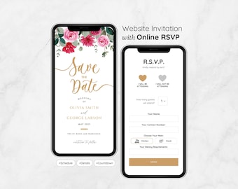 Floral Save the Date Digital Invitation & RSVP Website