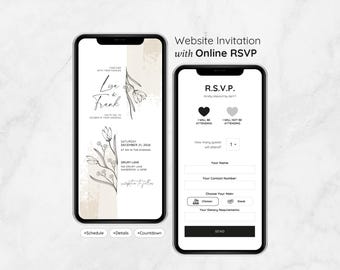 Elegant Flower Digital Wedding Invitation & RSVP Mini-Website