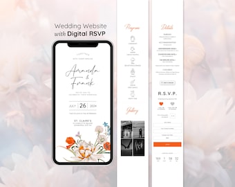 Digital Wedding Invitation Template with RSVP Trackable Online Personalised Editable Design - 17