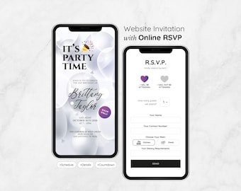 Mini sito web per inviti digitali alla festa e RSVP: invito elettronico per dispositivi mobili
