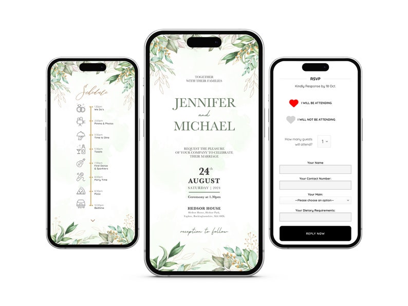 Digital Wedding Invitation RSVP Electronic Wedding site E Invite