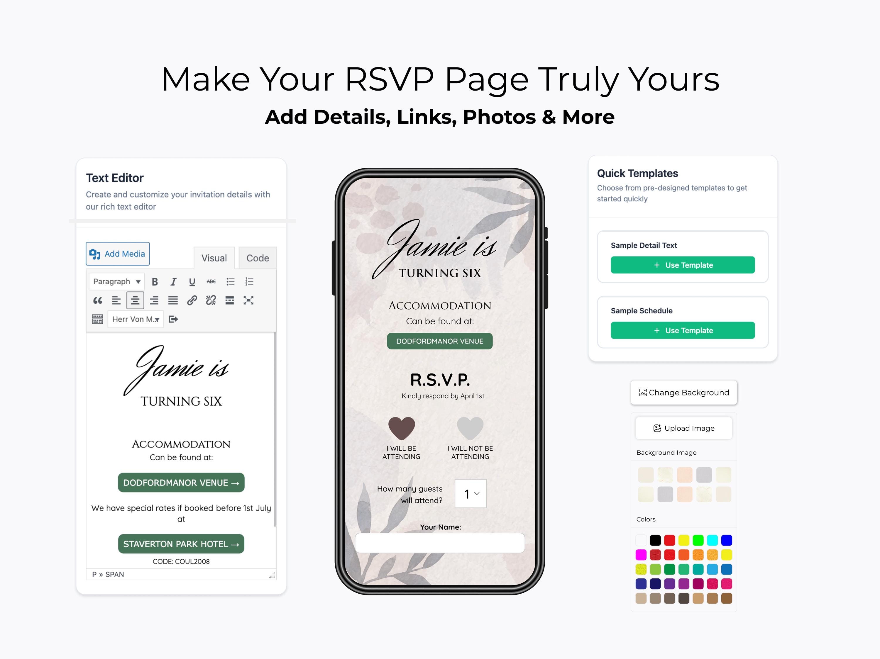 Online RSVP Page Link With Custom QR Code: Digital Event Guest List ...