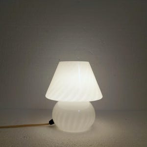 Vintage Murano Swirl Glass Mushroom Bedside Lamp, Italy 70s