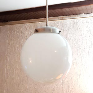 Globe Opal Glass Pendant Lamp - Yugoslavia 60s