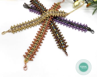 Schema di perline - Bracciale Rivertail - Schema di tessitura di perline - Tutorial di perline - Schema di braccialetto - Perline Zosimi