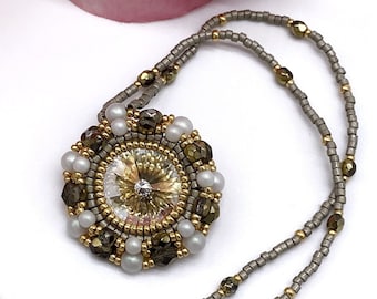 Beading Pattern - Marian Pendant & Necklace - Beadweaving Pattern - Beading Tutorial - Pendant Pattern - Pendant Tutorial - Zosimi Beads